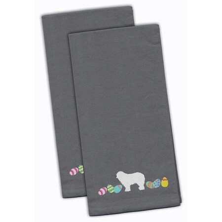 Carolines Treasures Komondor Easter Gray Embroidered Kitchen Towel CK1660GYTWE